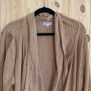 Ophelia Roe 1X tan cardigan with faux suede